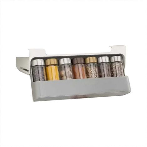Étagère à épices murale non perforée, boîtes à épices réglables, ensemble de rangement pour accessoires de barbecue (1/5)