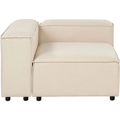 Module d'Angle Moderne à Droite 1 Place Pieds Noirs Rembourré Tissu Beige Ardal (1/5)