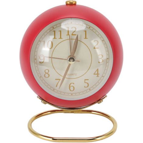 [JAMAIS UTILISÉ]Réveil rétro silencieux, décoratif, Base ronde, petit réveil à Quartz avec veilleuse d'ambiance pour chambre à coucher (1/4)