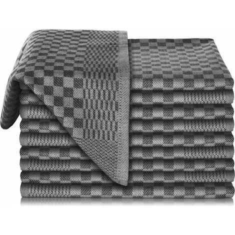 Juego de 10 paños de cocina de primera calidad - 100% algodón superabsorbente 70 x 45 cm - Negro