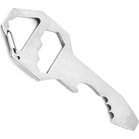 Mini carte outil multifonction porte-clés décapsuleur tournevis hexagonal pendentif argenté, version Asie du Sud-Est, visseuse portable de poche. (1/3)