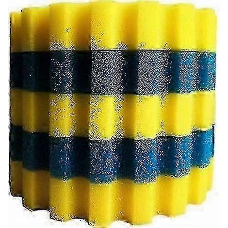 Éponge filtrante biologique pour bassin - Éponge de rechange à double densité, 3 éponges fines jaunes et 2 éponges grossières bleues, adaptée aux systèmes de filtration pour bassins. (1/5)