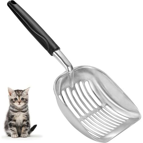 Katzenstreuschaufel – Hochwertige Aluminium-Katzenstreuschaufel – Langlebig und leicht zu reinigen – Geeignet für Kätzchen