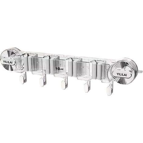 Support Mop - Ventouse Murale Sans Perçage - Pour Balai et Seringue - Fixation Réversible sur Carrelage ou Verre - 1 Pièce (1/5)
