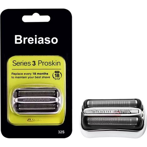 Grille et bloc-couteau de rechange pour rasoir électrique - 32S (Carte verte) (Compatible avec Braun Series 3/4/5/7/8/9) (1/3)