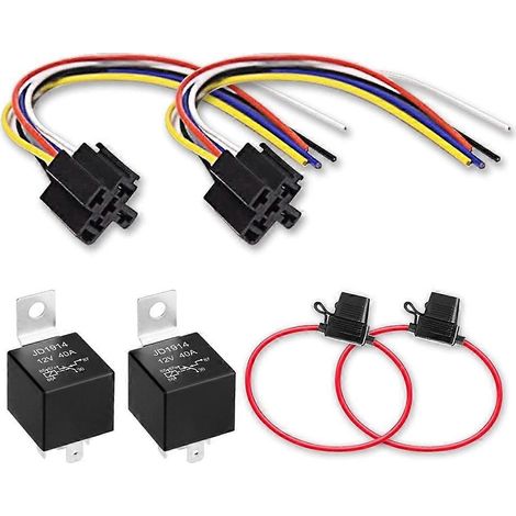 Relais automobiles SPDT 5 broches 30/40 A 12 V avec supports de relais à verrouillage et porte-fusibles ATC en ligne (1/5)