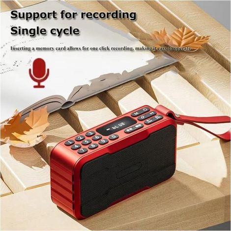 Haut-parleur Bluetooth - Version Bluetooth 5.0 - Lecteur USB TF FM LCD - Batterie 1200 mAh - 129 x 44 x 71 mm - Rouge - 1 Pièce (1/5)