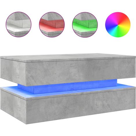 Maison Exclusive - Couchtisch mit LED-Leuchten Betongrau 90x50x40