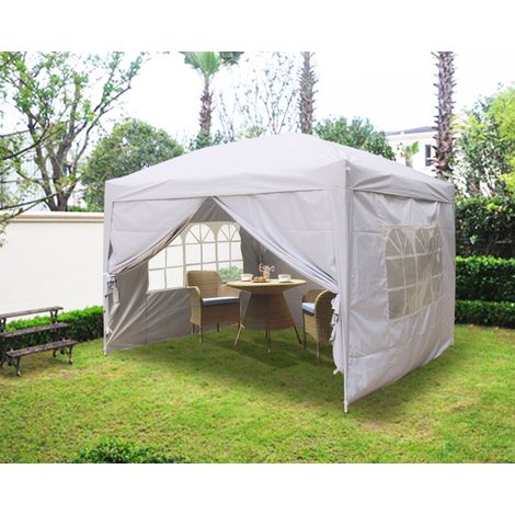 3x3m Garden Pop Up Gazebo Outdoor Party Marquee Tent with 4 Leg Weights White (1/5)