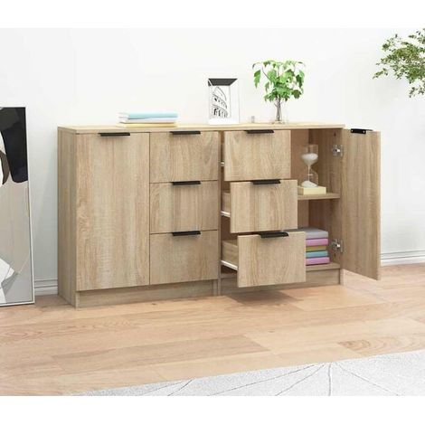 Meuble de Rangement 2 Pièces, Couleur Chêne Sonoma, 60 x 30 x 70 cm, Commode en Bois d'Ingénierie pour Salon et Chambre (1/5)