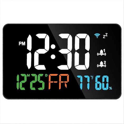 Intelligente Tischuhr mit USB-Anschluss, WLAN, Thermometer und Hygrometer, digitaler LED-Anzeige und WLAN-Selbstkalibrierungsfunktion. (1/5)