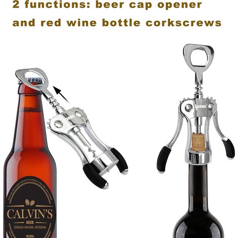 Multifunction Winged Corkscrew for Wine Bottles, Zinc Alloy Bottle Opener (1/5)