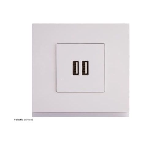 Chargeur double USB type A+A Gallery Complet Blanc