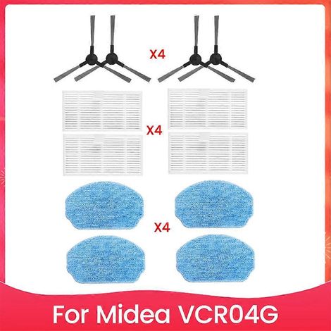Packung mit 12 Seitenreinigungstüchern mit HEPA-Filter für den Midea VCR04G Saugroboter – Ersatzzubehör