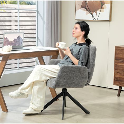 poltrona girevole tessuto grigio scuro comfort moderno OKMYHOME (1/4)