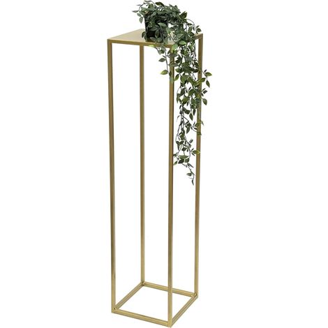 DanDiBo Blumenhocker Metall Gold Eckig 100 cm Blumenständer Beistelltisch 96570 Blumensäule Modern Pflanzenständer Pflanzenhocker
