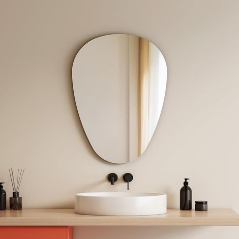 Miroir de Salle de Bain, 45 x 60 cm, Miroir asymétrique, Installation à 360°, Miroir Mural HD décoratif pour Salle de Bain et Couloir (1/5)