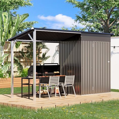 YODOLLA 3x5ft Garden Shed With Gazebo, Outdoor Open-Sided Storage Shed (1/5)