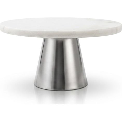Assiette à gâteau élégante en marbre, plateau à gâteau avec support, support pour servir des aliments, des fruits, du fromage et des desserts, pour fête ou mariage, édition argent, Ø 22 cm (1/5)