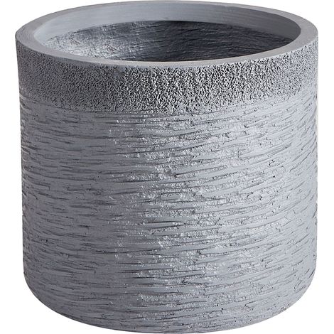 Cache-Pot d'Extérieur Rond 26 x 26 x 25 cm en Fibre d'Argile Gris Samos
