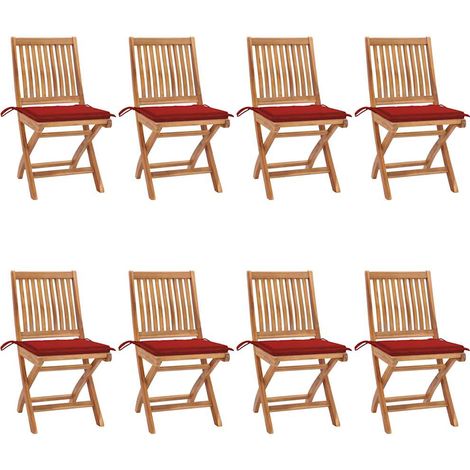 Klappbare Gartenstühle mit Kissen 8 Stk. Massivholz Teak (1/5)