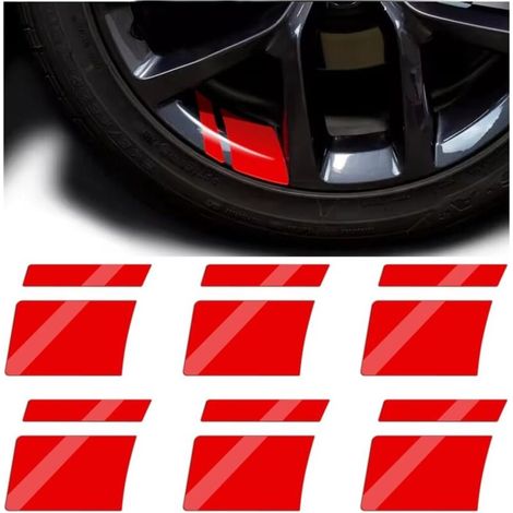 6 Pièces Autocollant Pour Jantes Voiture, Autocollants Réfléchissants Stickers Jantes Voiture, Adhésif Autocollants Jantes Voiture Sticker, Auto Accessoires Décoratifs Universels(Rouge)