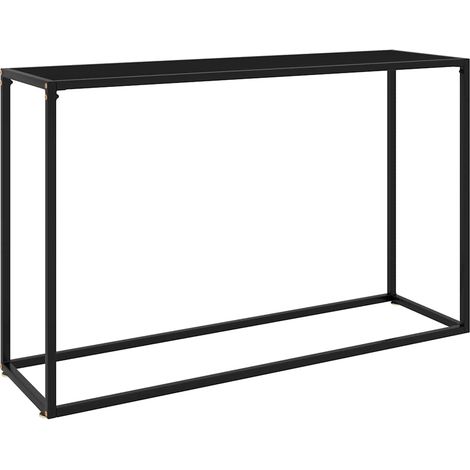 Table console noire 120 x 35 x 75 cm en verre trempé et acier - PANGIVO (1/5)