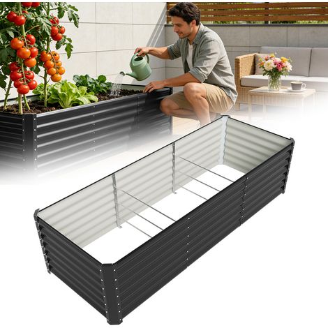 TolleTour XXL Hochbeet aus Metall 240x90x60cm Garten Verzinkt, Stabiles Gemüsebeet Wetterfest & Rostfrei, Hochpflanzbeet mit Kantenschutz für Kräuter, Bodenlos, Grün