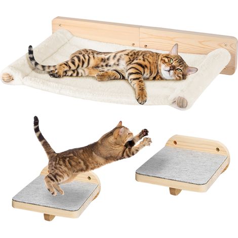 Lit mural pour chat 3 pièces, escalier de saut pour chat, 61x40x15cm (1/5)