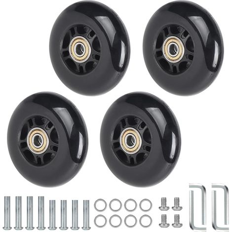 4x roulette valise, 80x24mm, caoutchouc, noyau métallique, universelle, bagage, poussette (1/5)