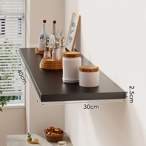 (noir 40 x 30 cm) Étagère murale avec un tableau d'affichage pour salon, maison, fixation murale en bois massif, étagère murale stratifiée, présentoir (1/5)