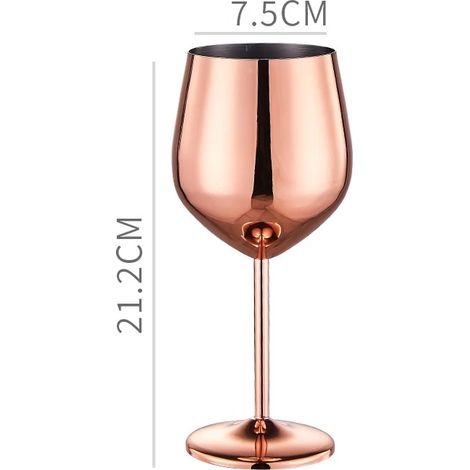 Verre à pied en acier inoxydable 304 (500 ml, or rose), idéal pour le vin, les bars, les restaurants et la consommation à domicile.