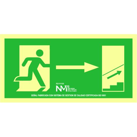 Enseigne évacuation Escalier Pvc Signalétique évacuation Escalier Droit - Normaluz (1/3)