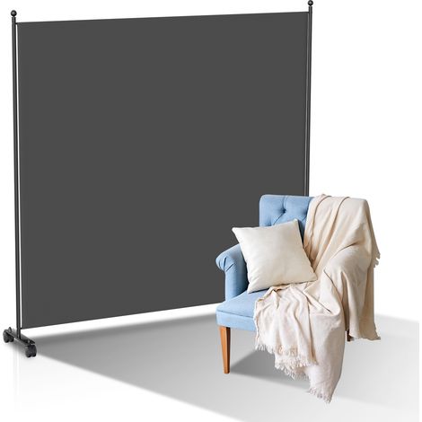Wolketon Paravent Séparation Pliable avec roulettes Cadre en Métal Idéal pour Salon Bureau Hôpital 1 Panneaux Anthracite 187x181 cm