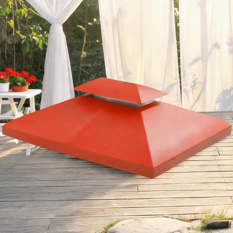 Toit de remplacement rouge pour tonnelle métallique 3 x 4 m (1/5)