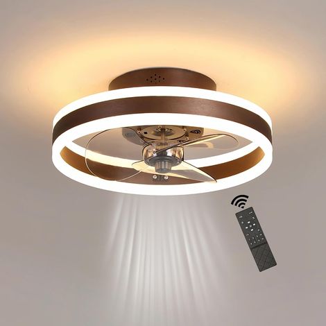 Brauner LED-Deckenventilator Ø 40 cm mit Fernbedienung und App, leiser Gleichstrommotor, 6 Geschwindigkeitsstufen, dimmbares Licht (3000–6000 K), Memory-Funktion, reversibler Luftstrom, 36 W (1/5)