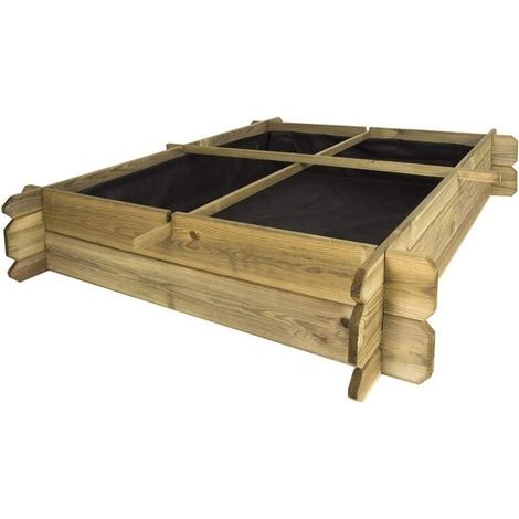 Huerto urbano de madera 100x100x20 cm, 4 departamentos. Perfecto para cultivar un huerto familiar en su hogar (1/2)
