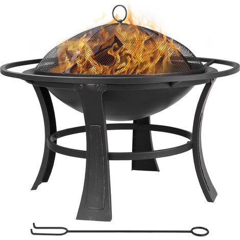 Brasero de Jardin 68 cm Brasero Exterieur avec tisonnier Anti-étincelles et Grille de Charbon de Bois, brasero pour Jardin, terrasse, Chauffage, Camping (1/5)
