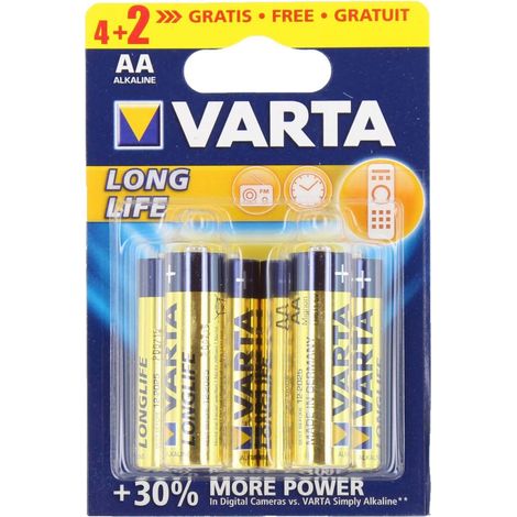 Varta Longlife Alcalaline  Stilo Aa Doppia A Confezione 6 Pz. (1/5)