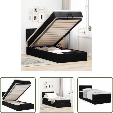 vidaXL Taschenfederkern - Ottoman-Bett mit Matratze Schwarz 100x200 cm Stoff (1/5)