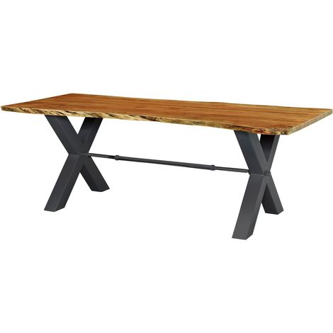 tavolo da pranzo in legno di Acacia 180x100x76 Acacia naturale laccato IRON LABEL 125