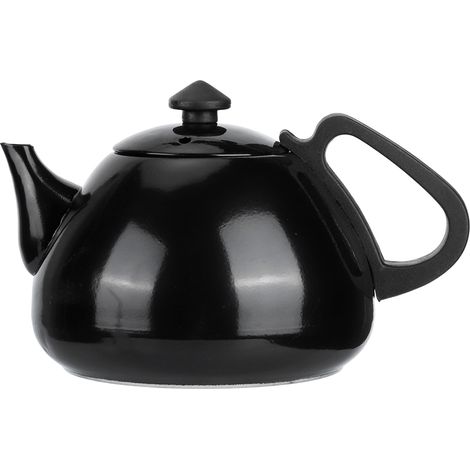 Schwarzer Edelstahl-Wasserkocher (1 Liter) für den Haushalt, geeignet für Tee, Kaffee und Wasser, mit hitzebeständigem Griff, für Restaurants (1/5)