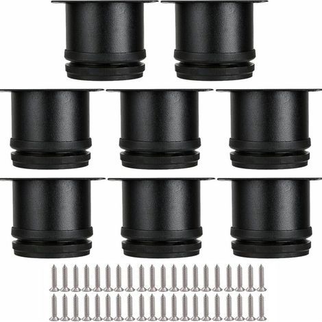 Lot de 8 Pieds Réglables Meubles Noir, Ø 50 mm/Hauteur 50 mm Pieds de Canapé en Métal Acier Inoxydable, Pied de Table Basse pour Meubles TV Armoires Lits Postes de Travail, avec 32 Vis (1/5)
