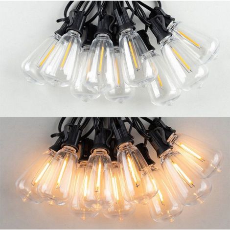 Guirlande lumineuse LED d'extérieur Solaire,15m,25+1 ampoules en plastique ST38 Avec télécommande,étanche IP45,2700 K blanc chaud (1/5)