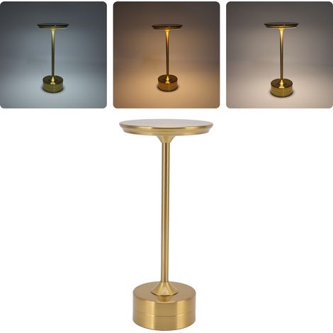 Lampe de bureau moderne LED rechargeable sans fil avec commande tactile, 3 niveaux de luminosité, port de chargement USB-C, lampe de chevet portable en métal, or (1/5)