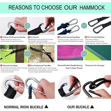 Hamac d'extérieur de Camping- Ultra-léger, léger Portable Nylon Respirant Durable Hamac avec Sangles d'arbre pour intérieur Balcon, Extérieur Camping, Randonnée Sac à Dos Hamacs (Orange/Gris) (1/4)