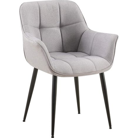 Silla de comedor Roseville en tela o polipiel Gris Tela