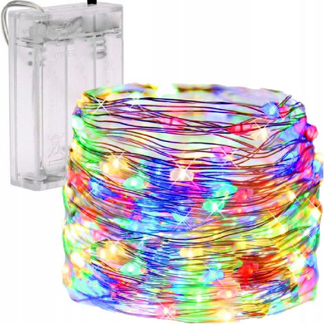 50 luci a filo LED, alimentate a batteria, ghirlanda di filo colorata, decorazione RGB (1/5)