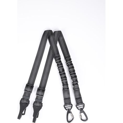 Sollbry Ceinture Sécurité Chien Voiture, Laisse Chien réglable de Longueur avec D'absorption des Chocs Barre de Verrouillage de Sécurité pour Tous Les Animaux, Chats et Chiens - Nylon Noir - 2 Pièces (1/5)