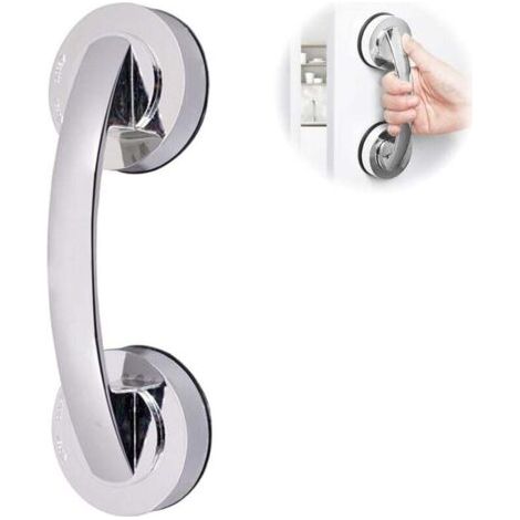 barre dappui wc, poignée ventouse, 1PC Rails dappui à ventouse antidérapants pour personnes âgées, Rail dappui à ventouse pour porte en verre, rail dappui pour douche portable (argent) (1/5)